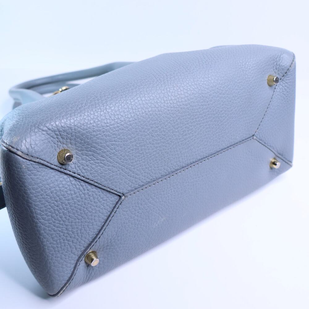 BURBERRY Greenwood Bowling Bag Grey Pebbled Leather with Plaid Lining Crossbody - Picture 6 of 11